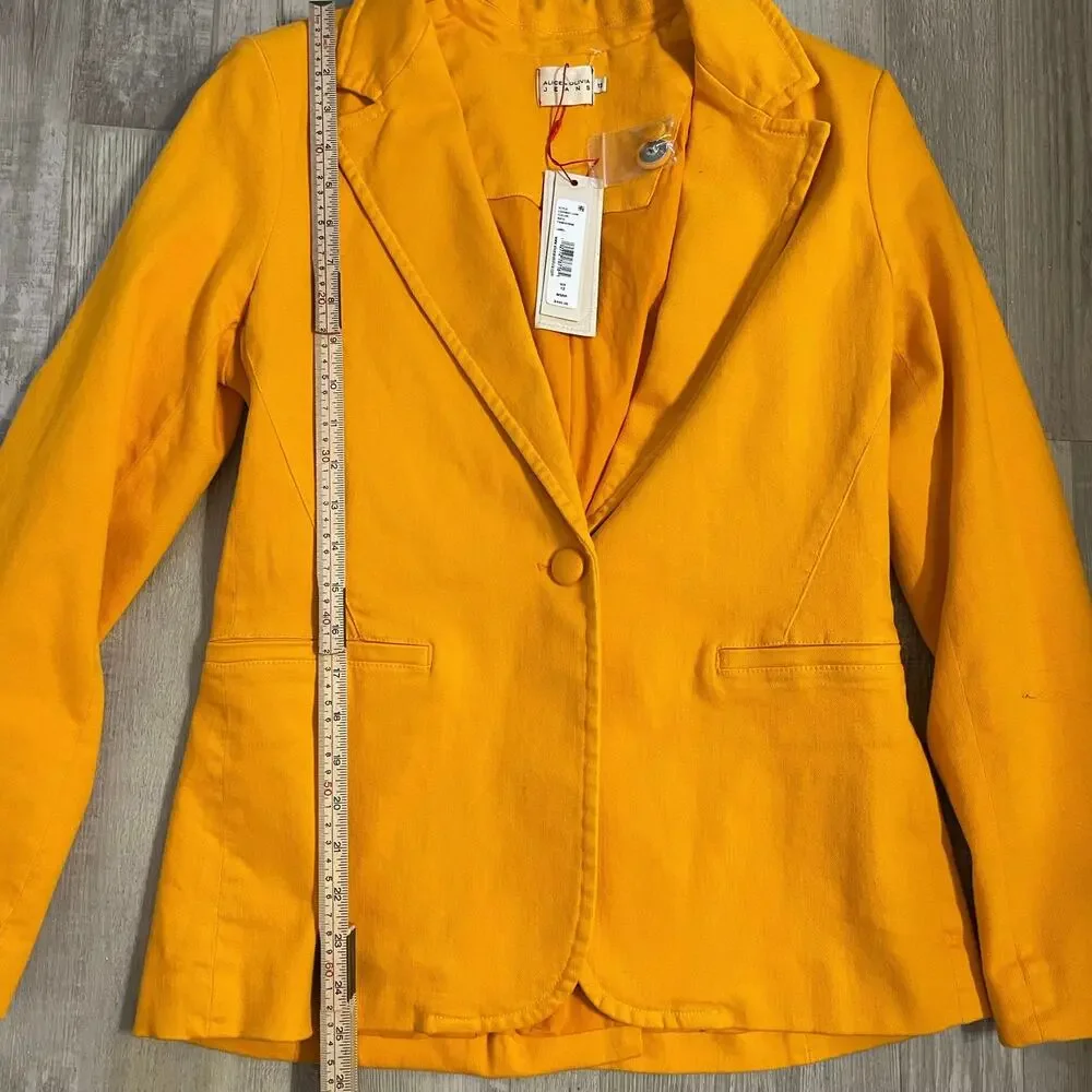 NWT Alice + Olivia Macey Notch Lapel Orange Tangerine Blaze size 12 - Picture 7 of 16
